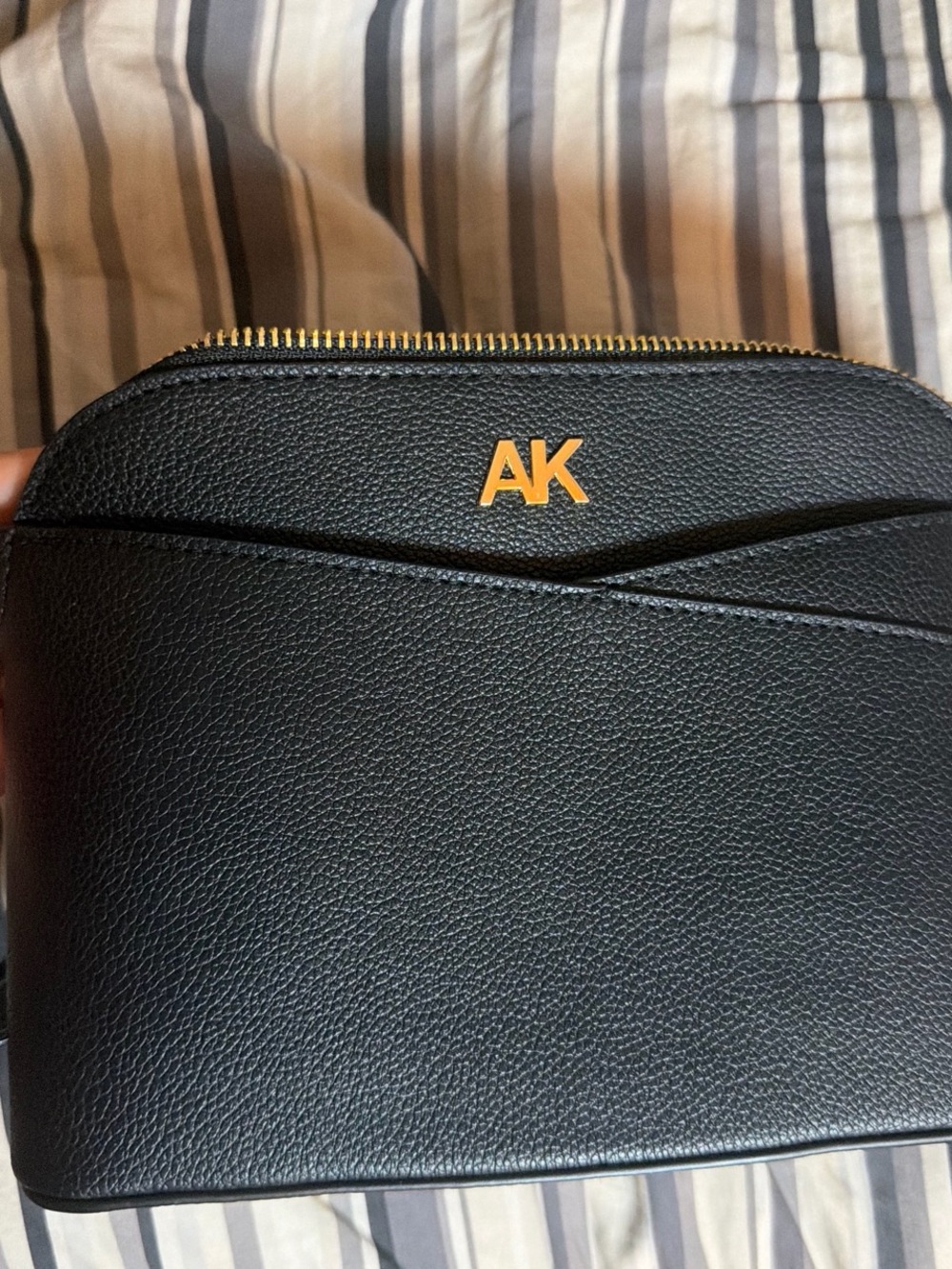 Black Leather Crossbody Bag - Anne Klein